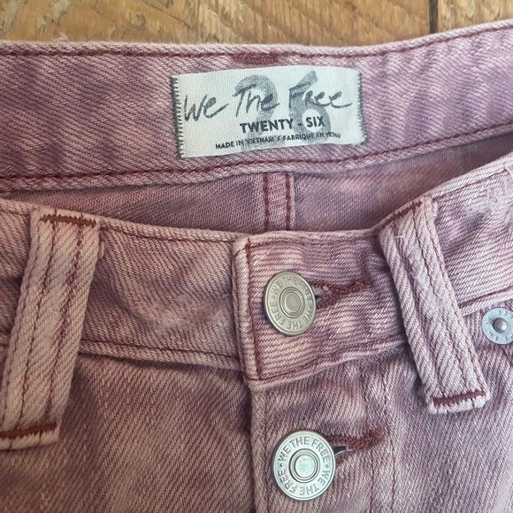 Free People We the Free Pink Distressed Cutoff Shorts - Picture 3 of 8